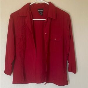 Notations Cherry Red Blouse 100% Silk Size Small